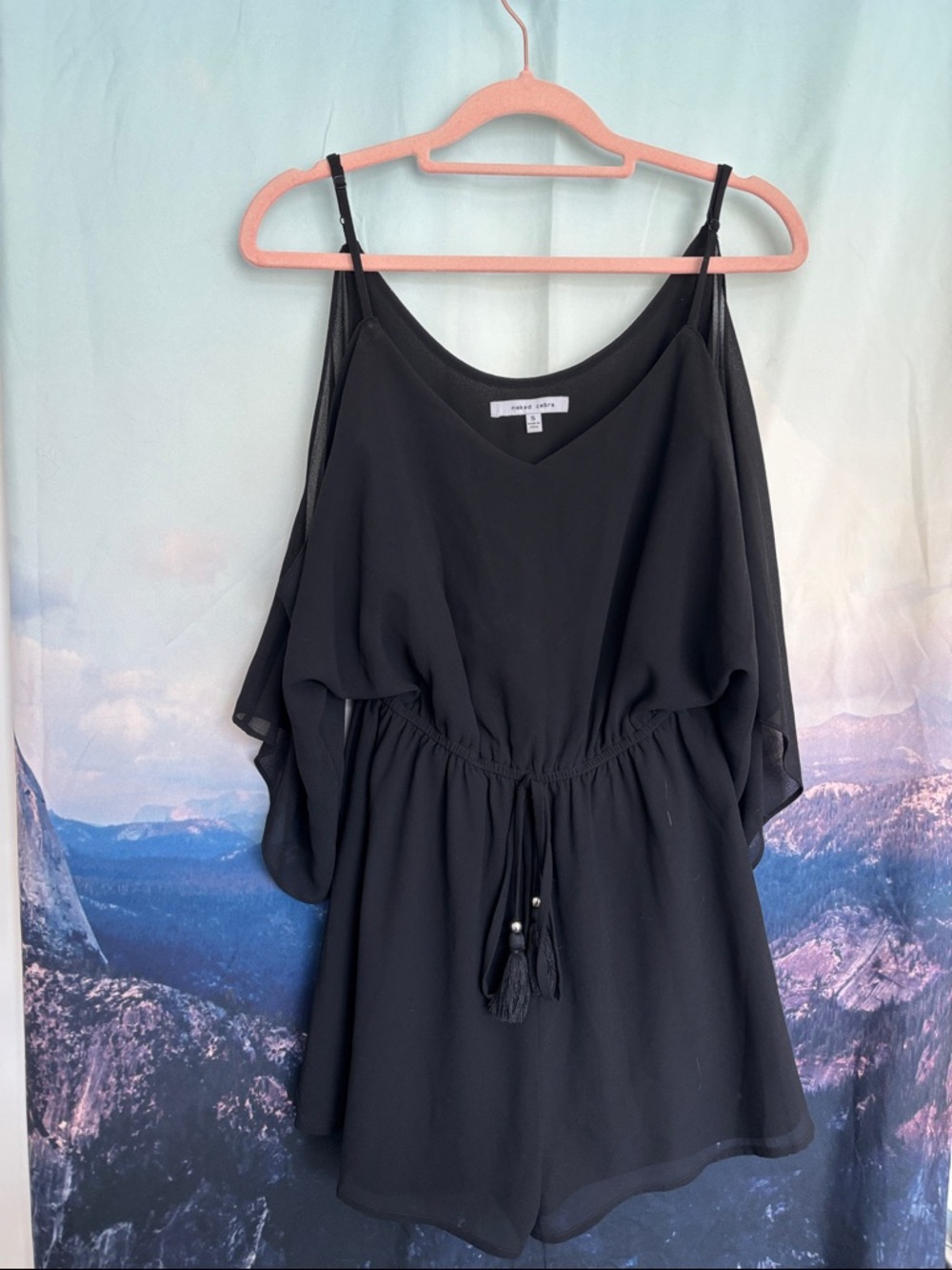 Naked Zebra Black Cold-Shoulder Romper